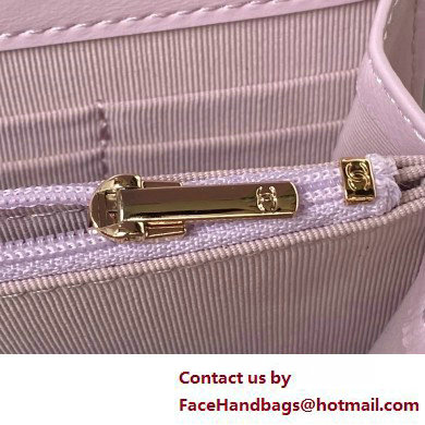 Chanel Shiny Crumpled Lambskin, Imitation Pearls  &  Gold-Tone Metal Clutch with Chain Bag AP3803 Lilac 2025